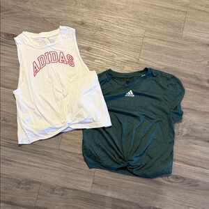 Adidas White and Dark Green Tank and Tee Set